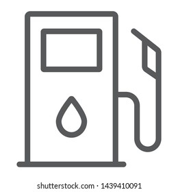 Gas station line icon, fuel and gasoline, filling station sign, vector graphics, a linear pattern on a white background, eps 10.