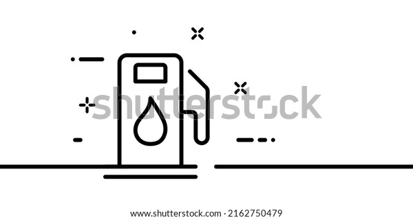 Gas station line icon. Fuel,\
gasoline, car, refuel, drive, eco, liquid, drop. Technology\
concept. One line style. Vector line icon for Business and\
Advertising.