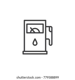Gas station line icon, outline vector sign, linear style pictogram isolated on white. Oil industry symbol, logo illustration. Editable stroke
