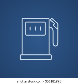 Gas station line icon for web, mobile and infographics. Vector light blue icon isolated on blue background.