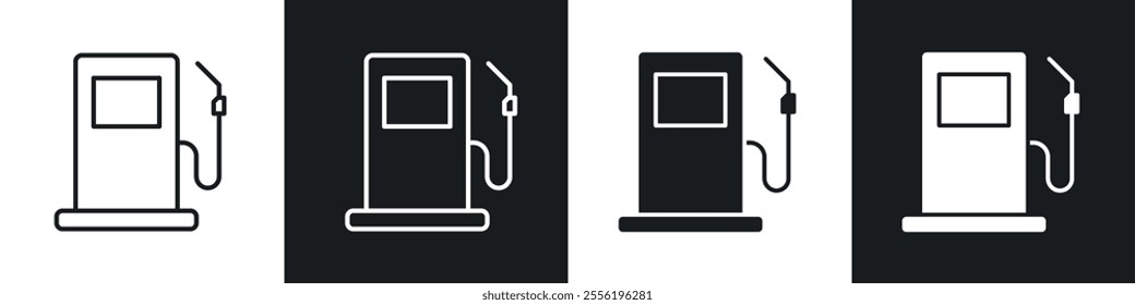 Gas station linear icon set for app, and web design.