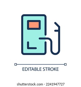 Gas station location pixel perfect RGB color ui icon. Find fuel. Search on map. Simple filled line element. GUI, UX design for mobile app. Vector isolated pictogram. Editable stroke. Arial font used