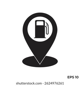 gas station map pin flat icon vector