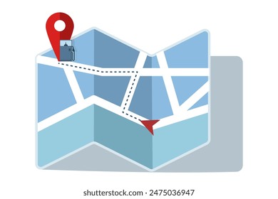 Gas station map pin symbol concept, looking for the nearest refueling location. fuel point arrow label location. fuel filling location. collection of clip art images. flat vector illustration.