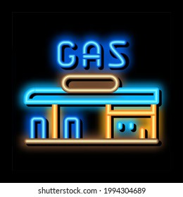 gas station neon light sign vector. Glowing bright icon gas station sign. transparent symbol illustration