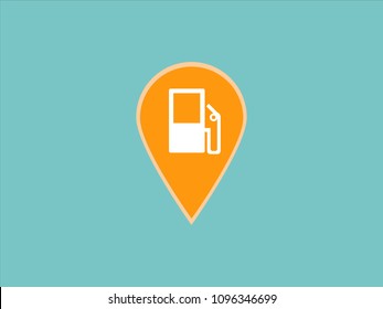 Gas station on map. Pin icon vector. Location sign