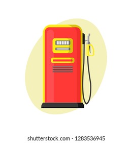 Gas station on a white background in flat design, vector