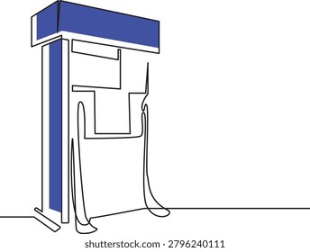 Gas Station One Line Drawing Fuel Pump Illustration