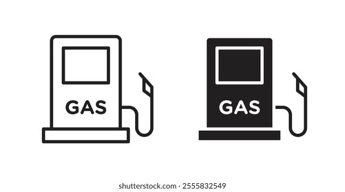 Gas station outlined and solid icon vector collection.