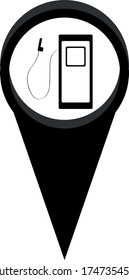 
gas station pointer on a black map