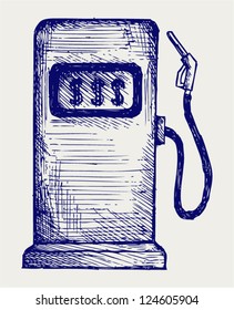 Gas station pump. Doodle style