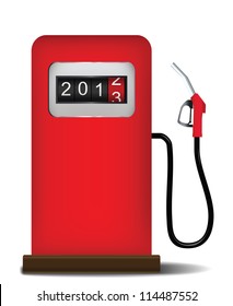 Gas station pump with fuel nozzle. Vector illustration