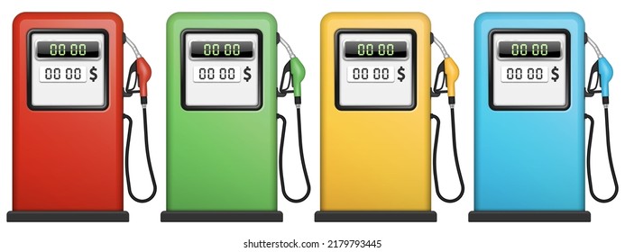 Gas station pump with fuel nozzle of petrol pump. Vector illustration. Eps 10.