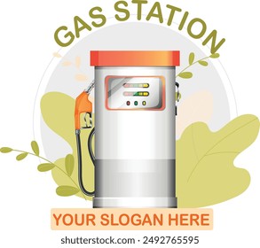 Gas Station Pump, Green Energy, Clean Energy, Environmental Alternative Energy  petroleum station Refueled vector illustration 