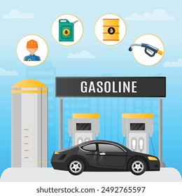 Gas Station Pump, Green Energy, Clean Energy, Environmental Alternative Energy  petroleum station Refueled vector illustration 
