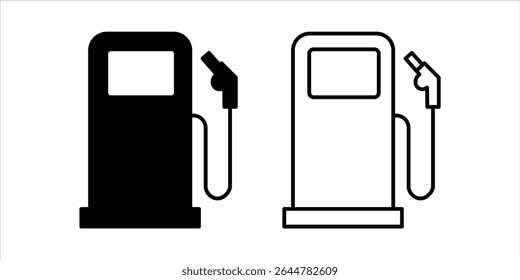 Ícones da bomba da estação de gasolina em preto e branco isolado no fundo branco