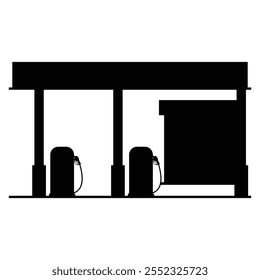 Gas Station with Pumps and Cars on Clear Day
