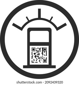 Eine Tankstelle mit QR-Code. Tanken Sie das Auto mit einem QR-Code. Vektorbild einzeln auf weißem Hintergrund.