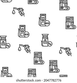 Gas Station Refueling Equipment Vector Seamless Pattern Thin Line Illustration