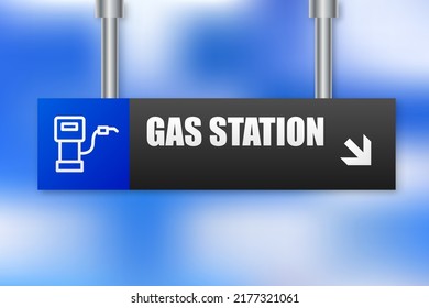 Gas station road sign. Fuel Station, pump. Vector illustration.