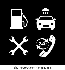 Gas station service icons set