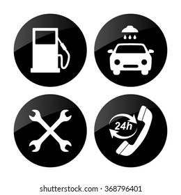 Gas station  service icons set