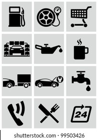 Gas station service icons set.