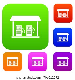 Gas station set icon in different colors isolated vector illustration. Premium collection