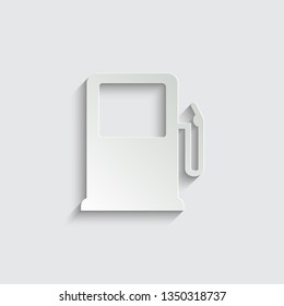 gas station sign  - black vector icon. symbol of gas station with shadow on a grey background
