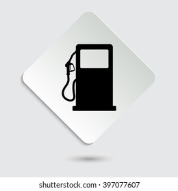 gas station sign - black vector icon  on a paper button