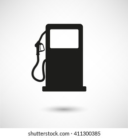 gas station sign - black vector  icon with shadow