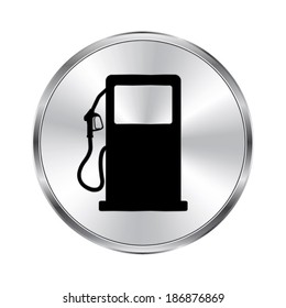 gas station sign - vector brushed metal button