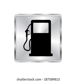 gas station sign - vector brushed metal button