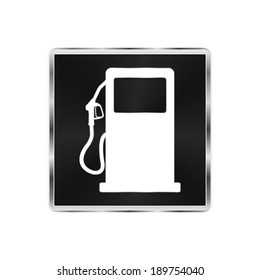 gas station sign - vector brushed metal button