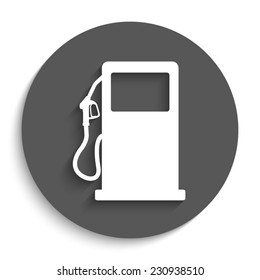 gas station sign - vector icon with shadow on a round grey button