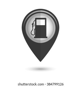 gas station sign - vector icon;  black map pointer