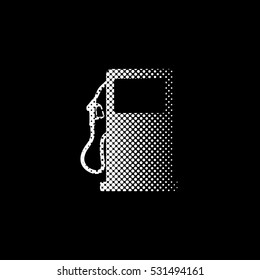 gas station sign - white vector icon;  halftone illustration