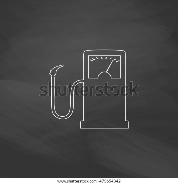 Gas station Simple line vector button.
Imitation draw with white chalk on blackboard. Flat Pictogram and
School board background. Outine illustration
icon