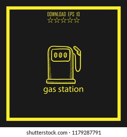 gas station sketch vector icon