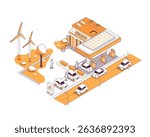 Gas station store - vector isometric illustration