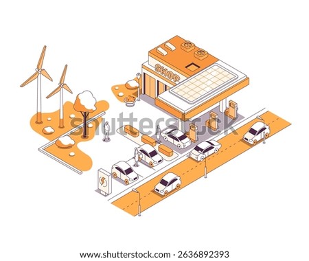 Gas station store - vector isometric illustration