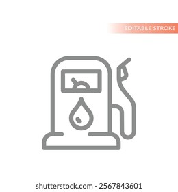 Gas station tank line vector icon. Fuel pump, refuel service symbol.