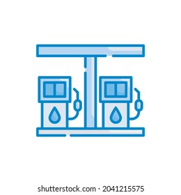 Ilustración de iconos de colores azules vectoriales de la estación de gas. archivo Eps 10