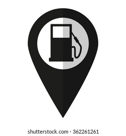 gas station - vector icon;  black map pointer