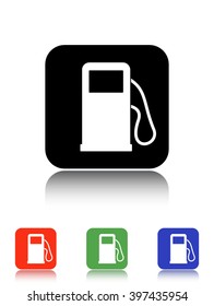 gas station vector icon - black and colored buttons
