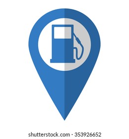 gas station - vector icon; blue  map pointer