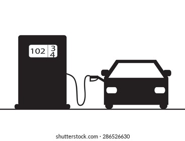 Gas station - vector icon.and car.