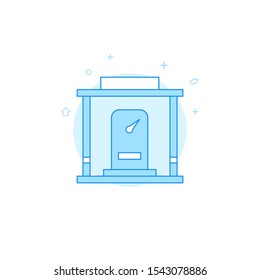 Gas station vector icon. Flat illustration. Filled line style. Blue monochrome design. Editable stroke. Adjust line weight.
