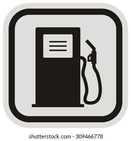 gas station, vector icon at gray and black frame