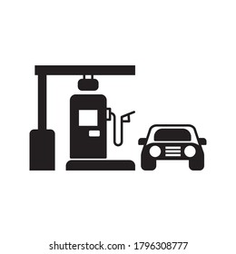 icono del vector de la estación de gas en fondo blanco